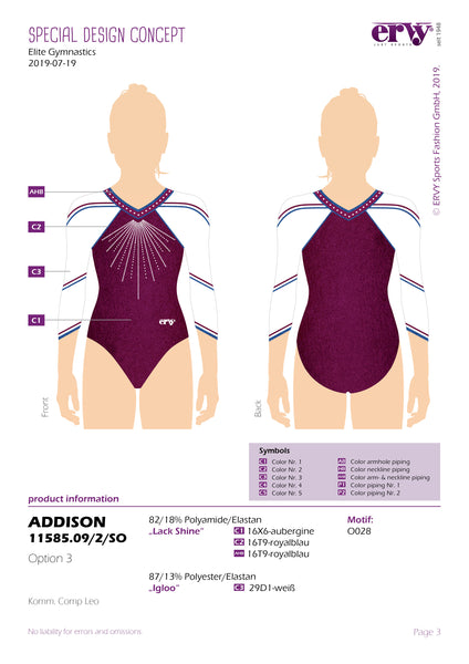 Ervy Addison 34 Sleeved Leotard Special Purchase Elite Gymnastics 