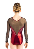 Ervy Tiffany Long Sleeved Leotard (Bordeaux and Skin)